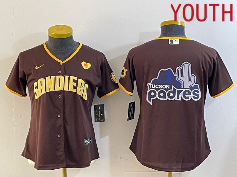 Youth San Diego Padres Blank Browm Game 2024 Nike MLB Jersey style 7->women nfl jersey->Women Jersey